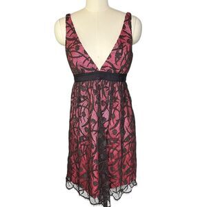 Milly Pink and Brown Lace Overlay Sleeveless Mini Party Dress | Size 8